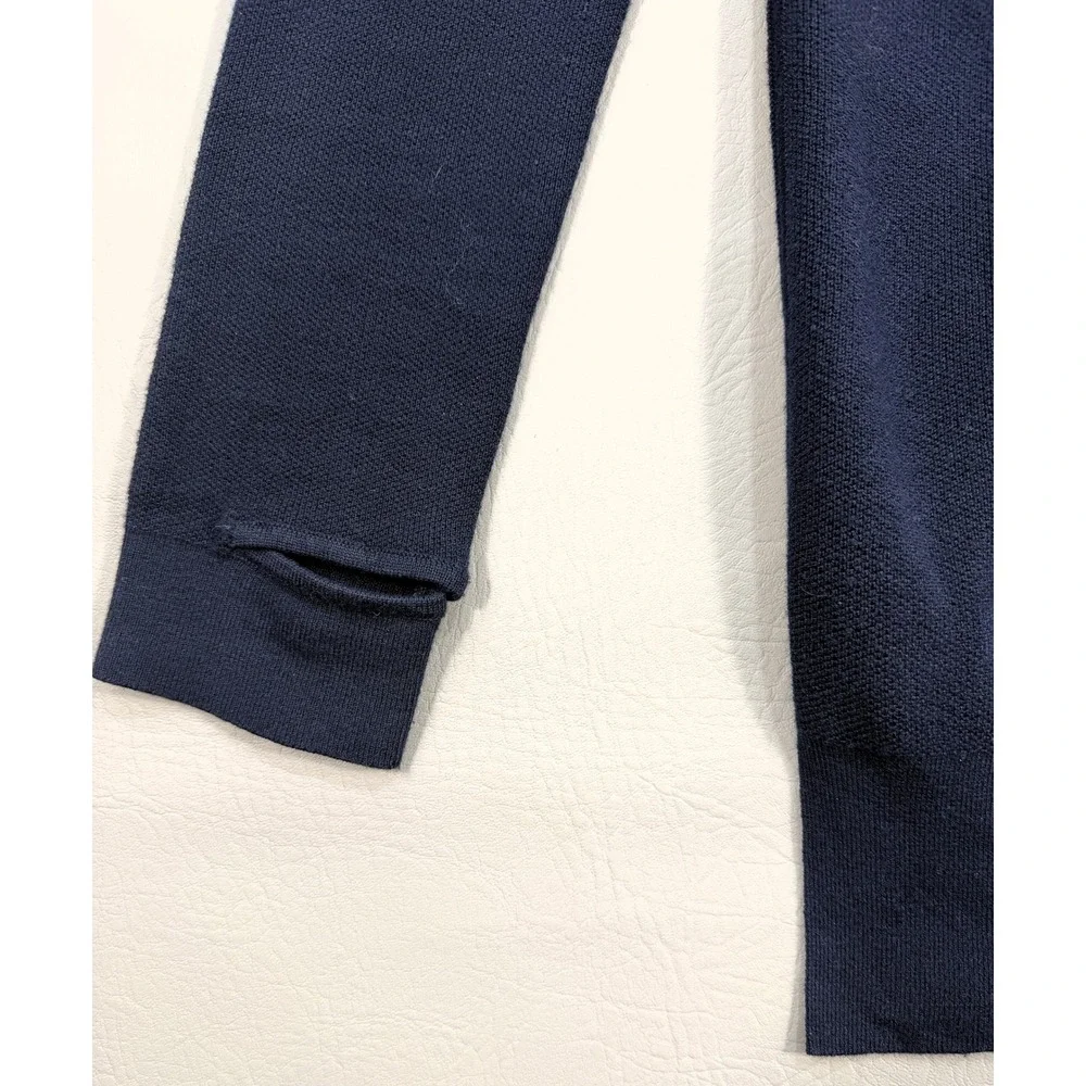 Athleta Sweater Women XS Navy Blue Excellent Diagonal Stripe Thumbhole Crew Neck